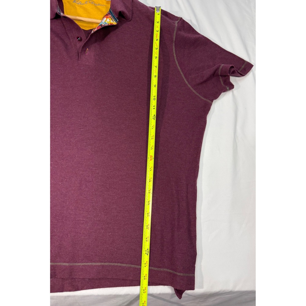 Robert Graham Mens XL Polo Shirt Burgundy Splatter Collar Cotton Modal Knit - Picture 8 of 10